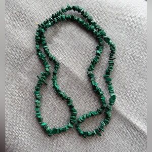 Malachite Chip Bead Necklace – Vintage Boho Statement Strand